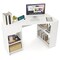 White Engineered Wood L-Shaped Computer Desk with Drawer and Storage Shelves